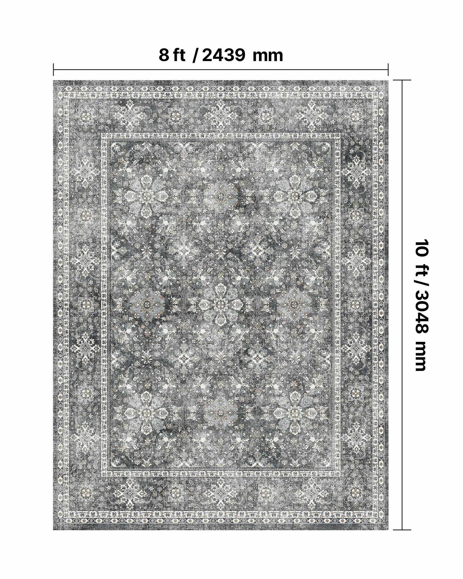 VEVOR Large Area Rug 8x10 ft Anti-Skid and Tear-Resistant Floor Mat Vintage Gray