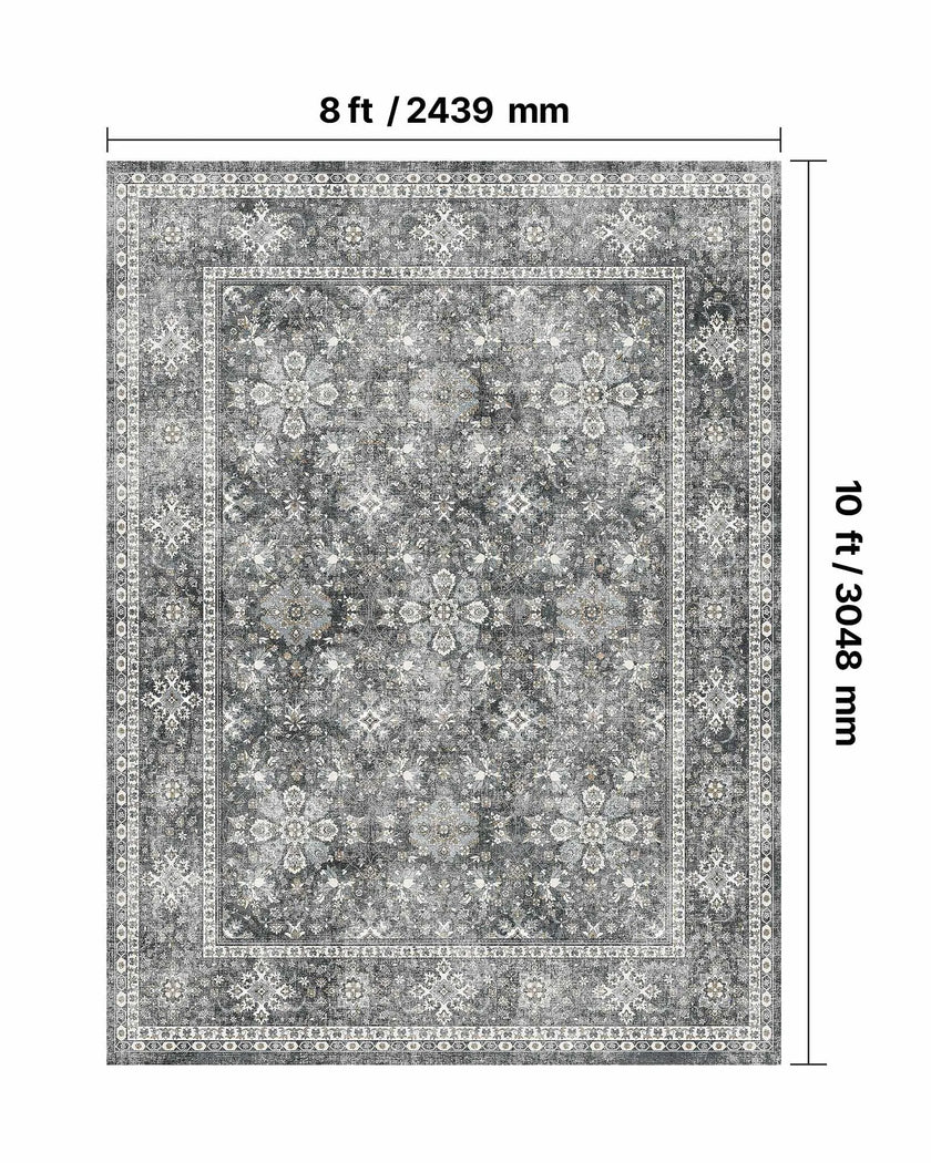 VEVOR Large Area Rug 8x10 ft Anti-Skid and Tear-Resistant Floor Mat Vintage Gray