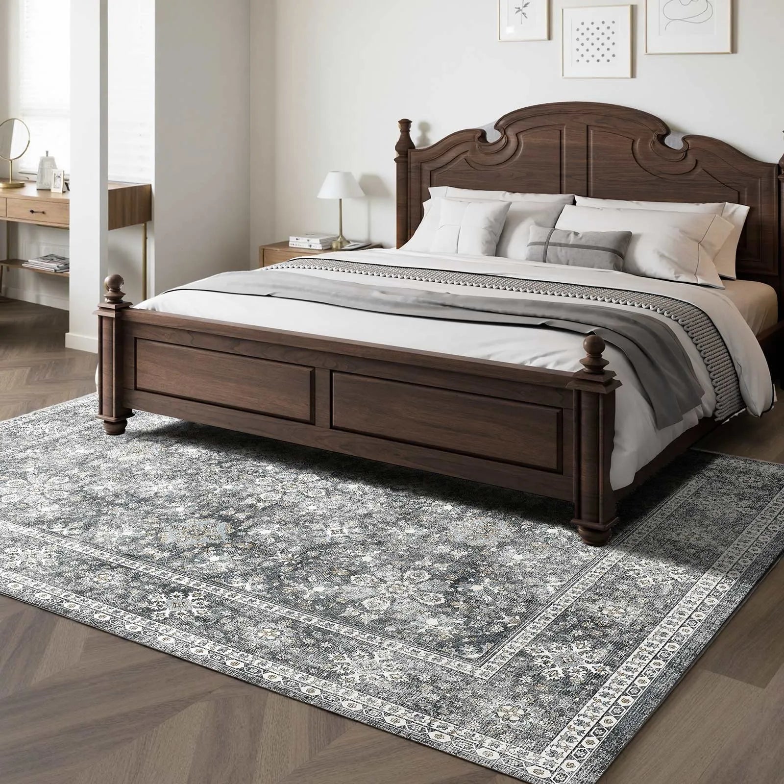 VEVOR Large Area Rug 8x10 ft Anti-Skid and Tear-Resistant Floor Mat Vintage Gray