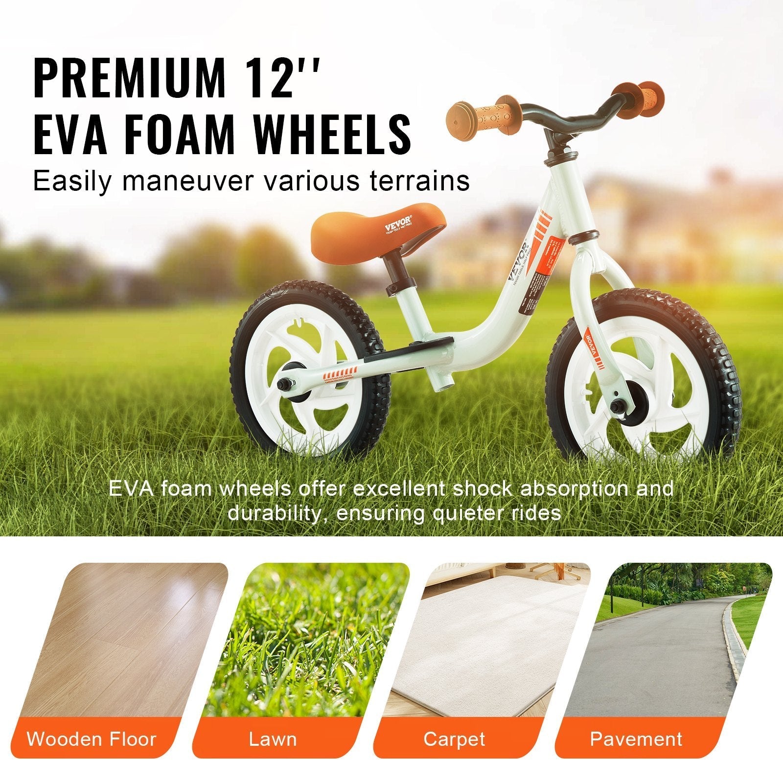VEVOR Toddler Balance Bike, Lightweight Aluminum Alloy Balance Bicycle for Kids, with Adjustable Seat & Handlebar, 12