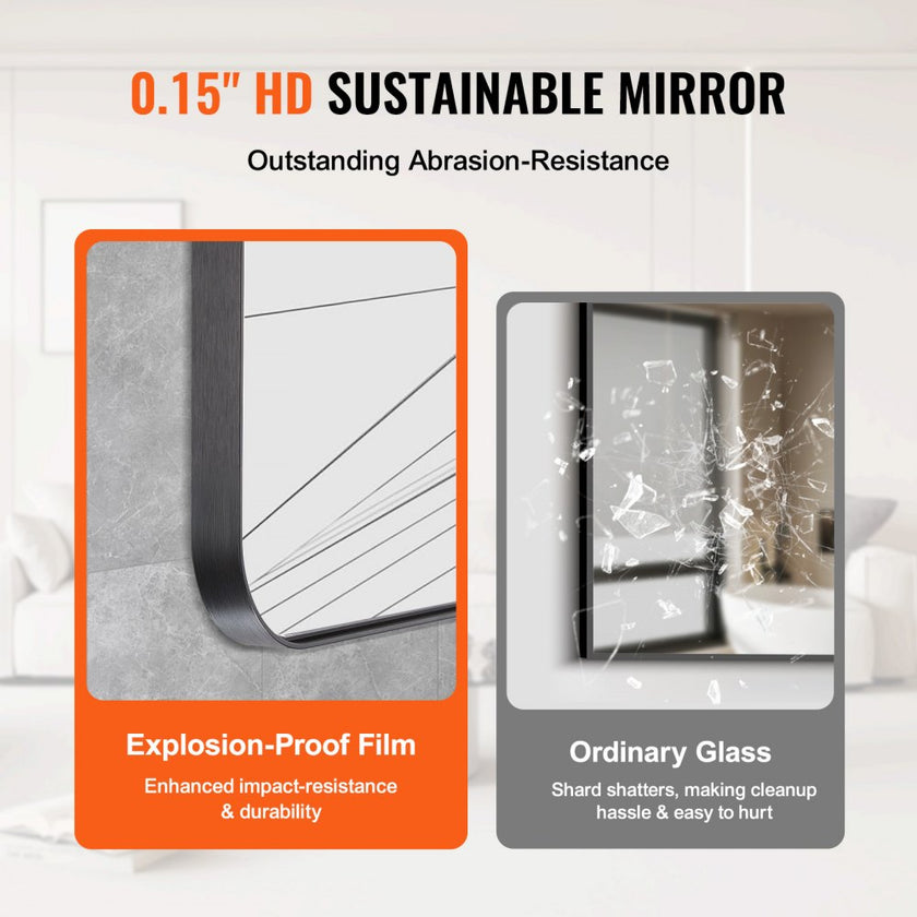 VEVOR Square Wall Mounted Mirror 24