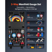 VEVOR AC Manifold Gauge Set for R134a, R404A, R1234yf & R22 – 3-Way Diagnostic Gauge Kit with 5 ft Hoses & Accessories