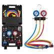 VEVOR AC Manifold Gauge Set for R134a, R404A, R1234yf & R22 – 3-Way Diagnostic Gauge Kit with 5 ft Hoses & Accessories