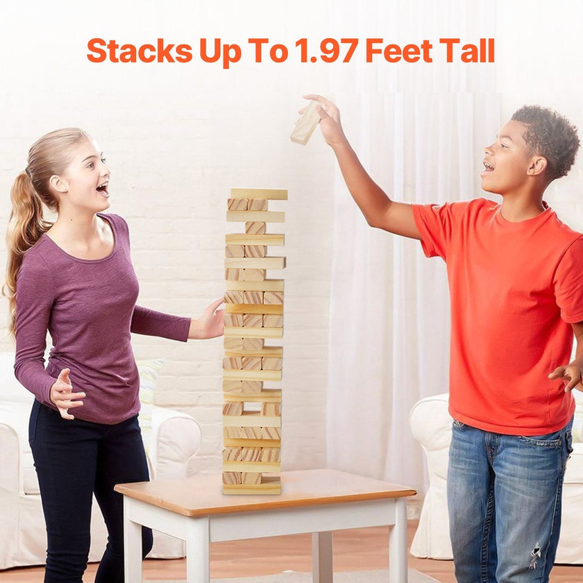 VEVOR Tumbling Timber Toy 54 Blocks Tumble Tower Blocks Pine Wood Crate Multiple