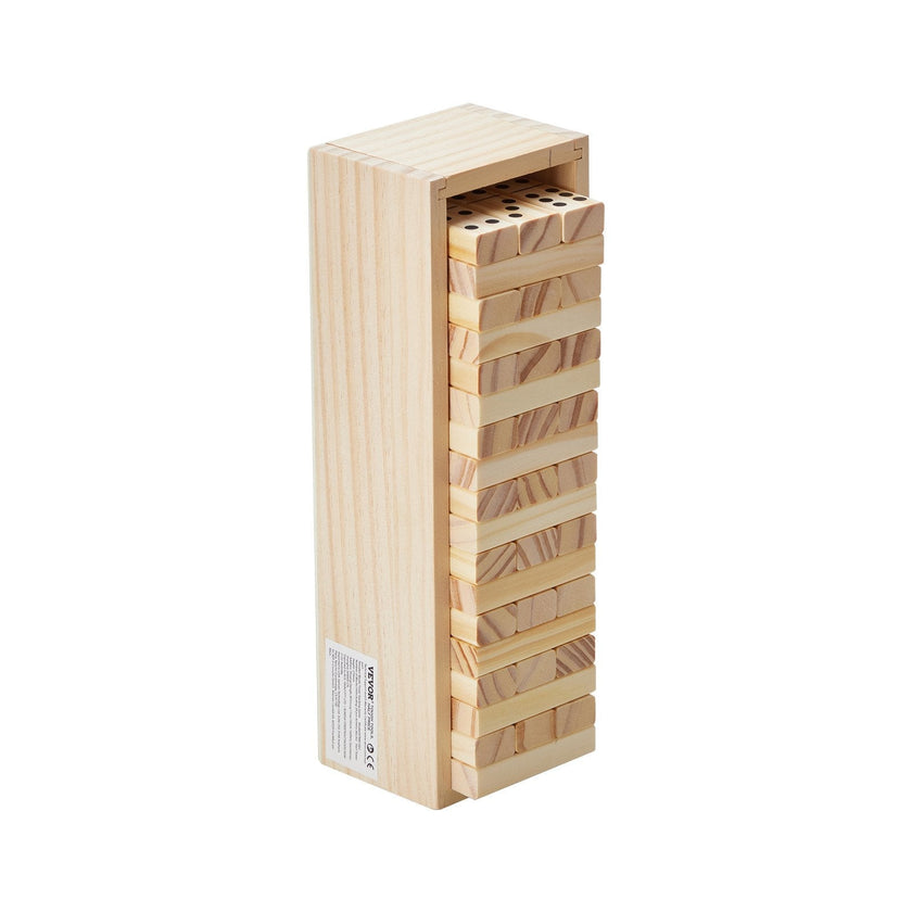 VEVOR Tumbling Timber Toy 60 Blocks Giant Tumble Tower Blocks Game Pine Wood Box