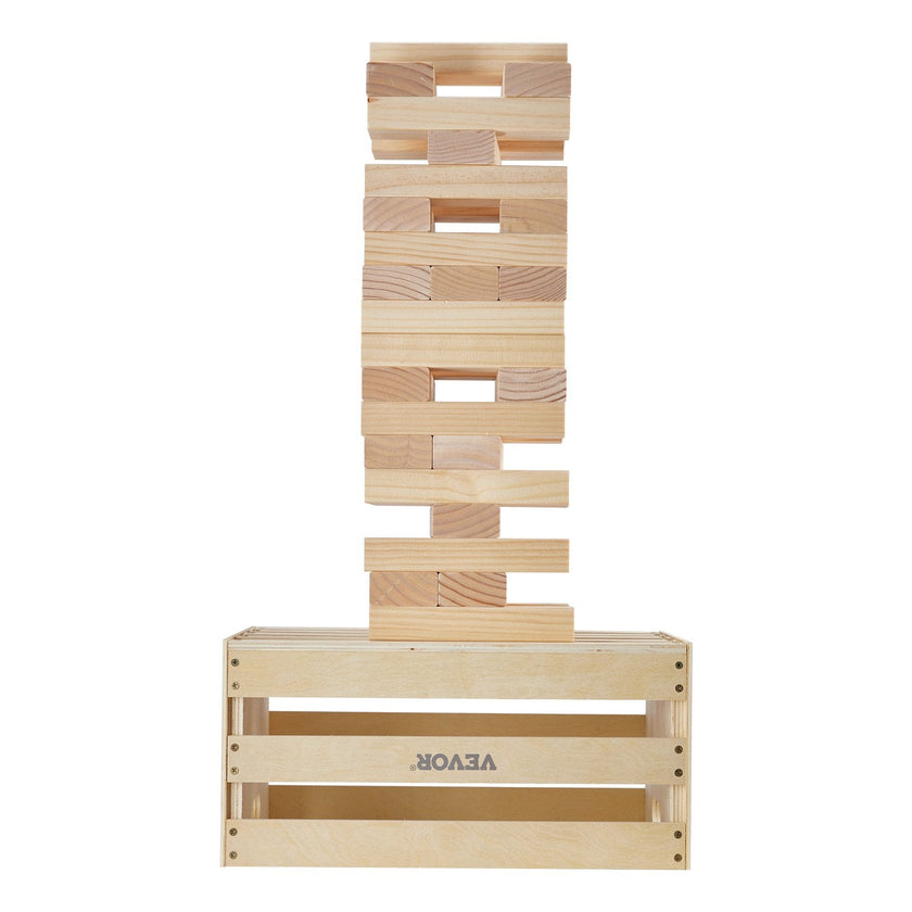 VEVOR Tumbling Timber Toy 54 Blocks Large Tumble Tower Blocks Game Pine Wood Bag