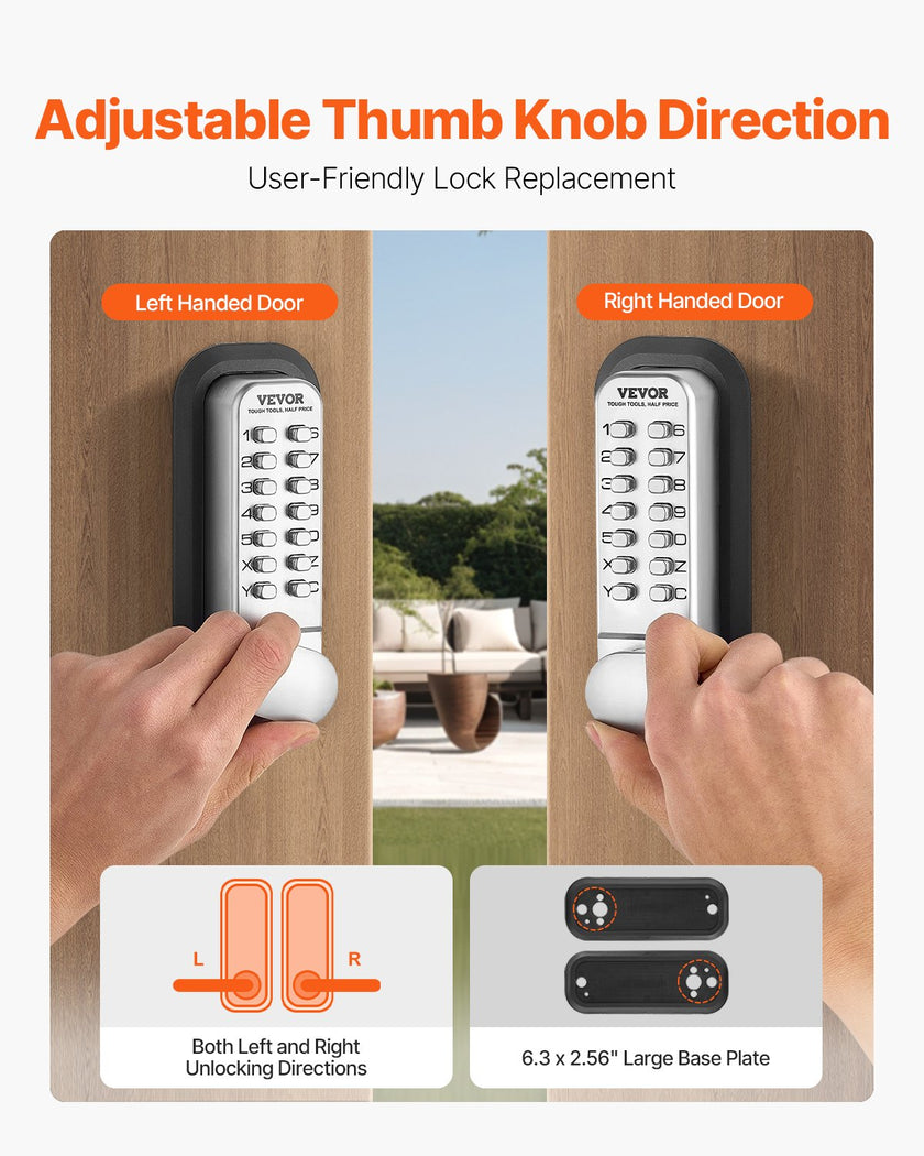 VEVOR Mechanical Keyless Entry Door Lock 14 Key Mechanical Door Lock Single-Side