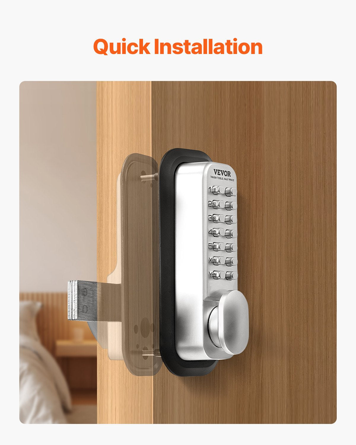 VEVOR Mechanical Keyless Entry Door Lock 14 Key Mechanical Door Lock Single-Side