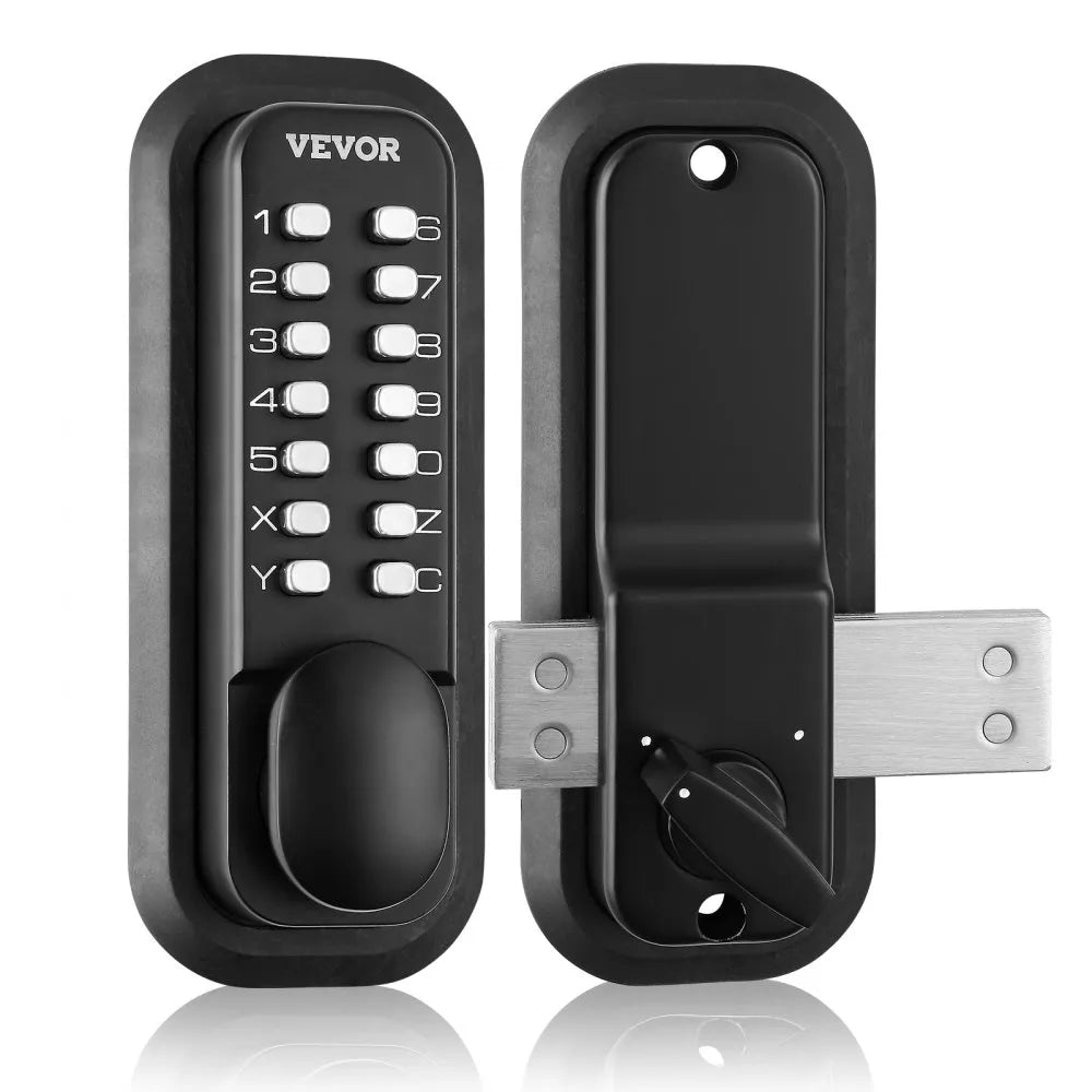 VEVOR Mechanical Keyless Entry Door Lock, 14 Digit Keypad, Water-proof Zinc Alloy, Outdoor Gate Door Locks Set with Surface-mounted Latch, Keypad and Knob, Easy to Install, for Garden, Garage, Yard