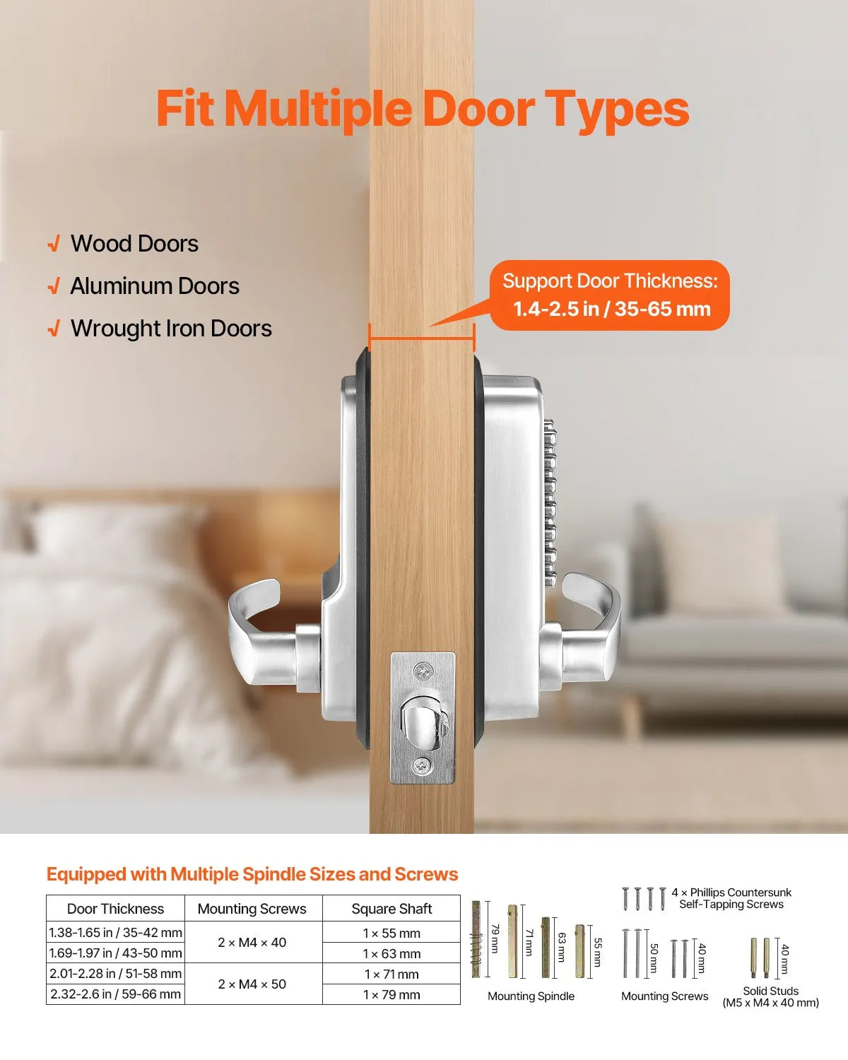 VEVOR Mechanical Keyless Entry Door Lock 14 Key Mechanical Door Lock for Home