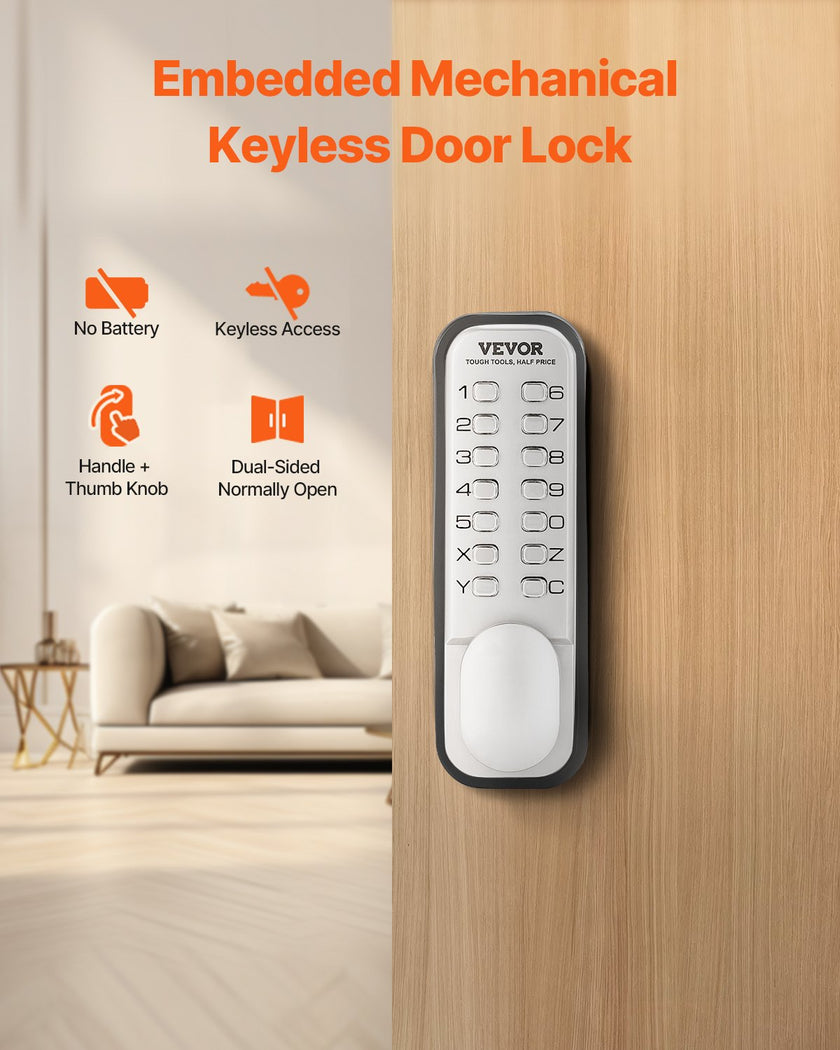 VEVOR Mechanical Keyless Entry Door Lock 14 Key Mechanical Keypad Door Knob Home