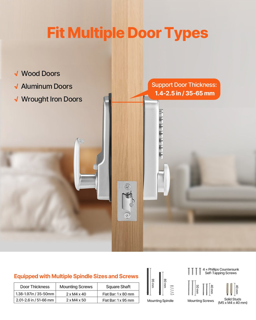 VEVOR Mechanical Keyless Entry Door Lock 14 Key Mechanical Keypad Door Knob Home