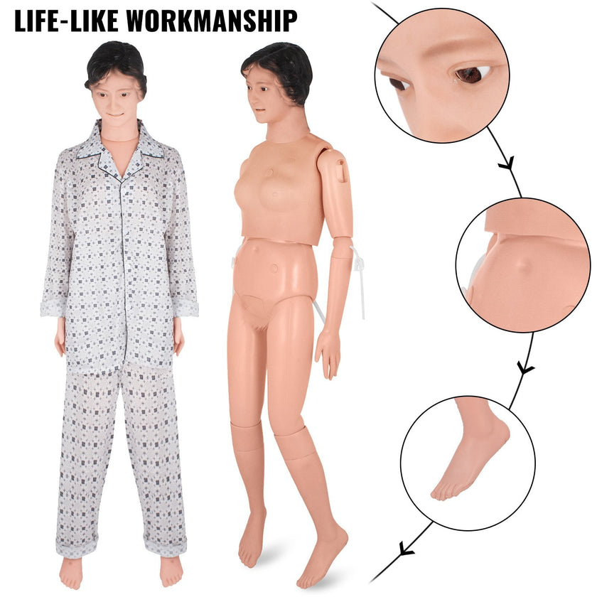 VEVOR Manikin for The Cure of The Patient Didactic Material in PVC Medical Training Teaching Manikin Model Woman for Teaching at School of Nursing Medicine