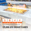 VEVOR 30 x 10 inch Drop-in Fire Pit Pan, Rectangular Stainless Steel Fire Pit Burner Kit, Natural & Propane Gas Fire Pan 125,000 BTU with H-Burner for Indoor or Outdoor Use