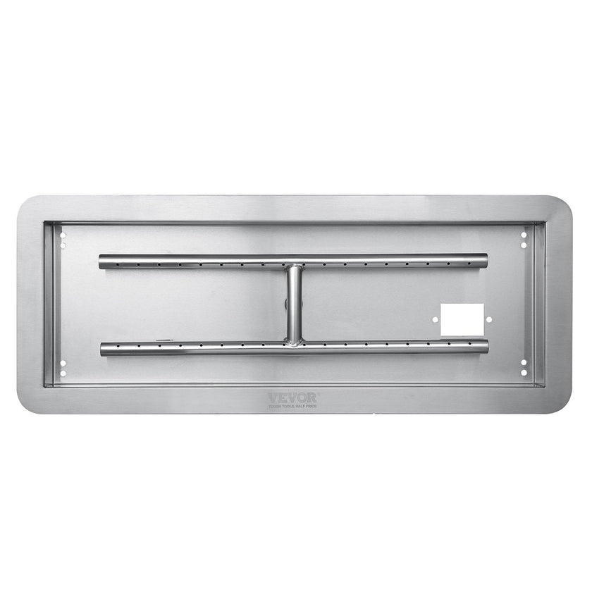 VEVOR 36 x 12 inch Drop-in Fire Pit Pan, Rectangular Stainless Steel Fire Pit Burner Kit, Natural & Propane Gas Fire Pan 150,000 BTU with H-Burner for Indoor or Outdoor Use