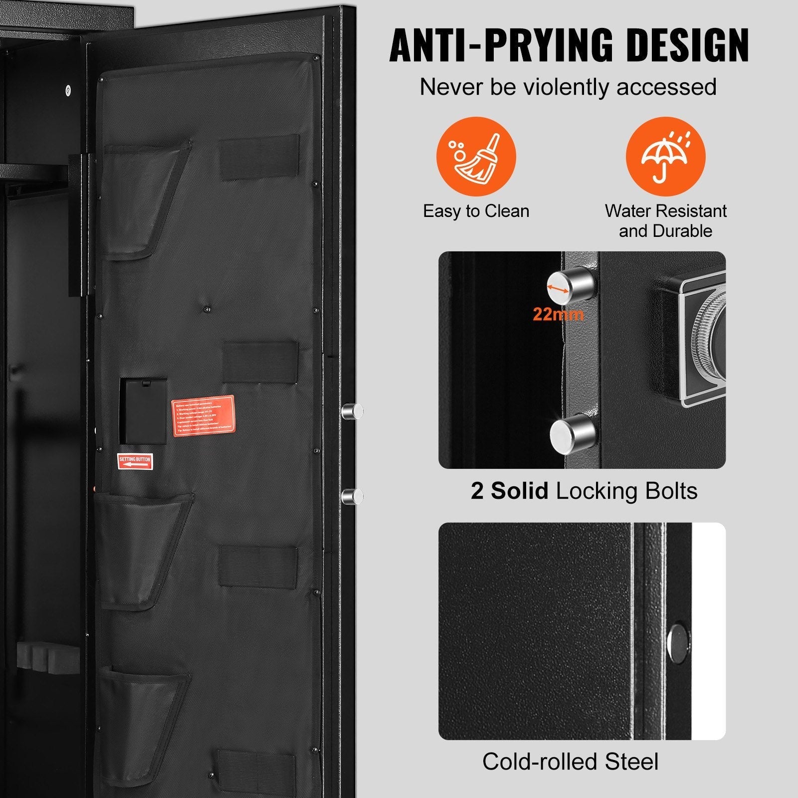 VEVOR 8-10 Rifles Gun Safe, Rifle Safe with Lock & Digital Keypad, Quick Access Tall Gun Storage Cabinet with Removable Shelf, Rifle Cabinet for Home Rifle and Shotguns