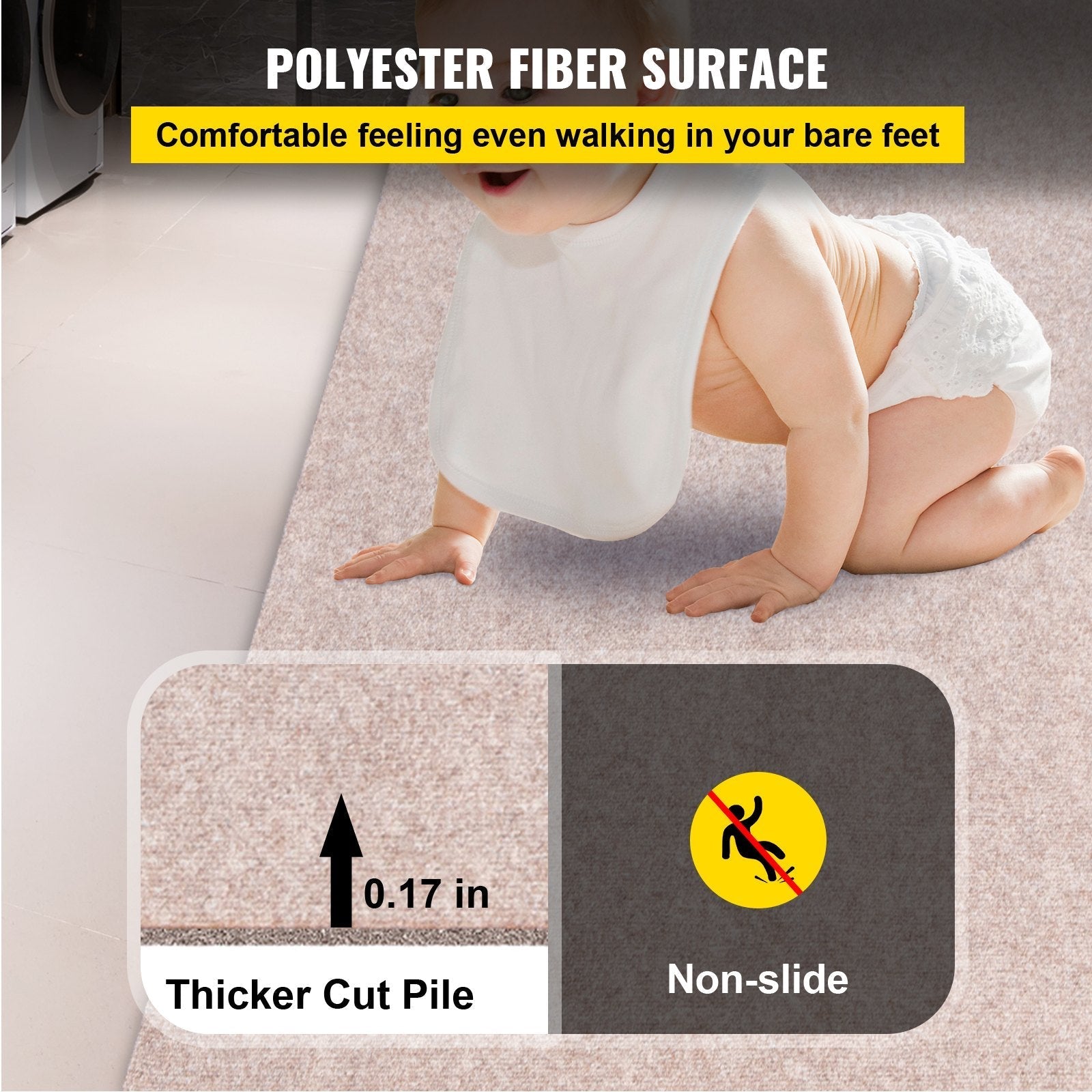 VEVOR Boat Carpet 6x18 feet, Marine Carpet for Boats, Waterproof Light Brown Indoor Outdoor Carpet with Marine Backing Anti-Slide Marine Grade Boat Carpet Cuttable Easy to Clean Patio Rugs Deck Rug