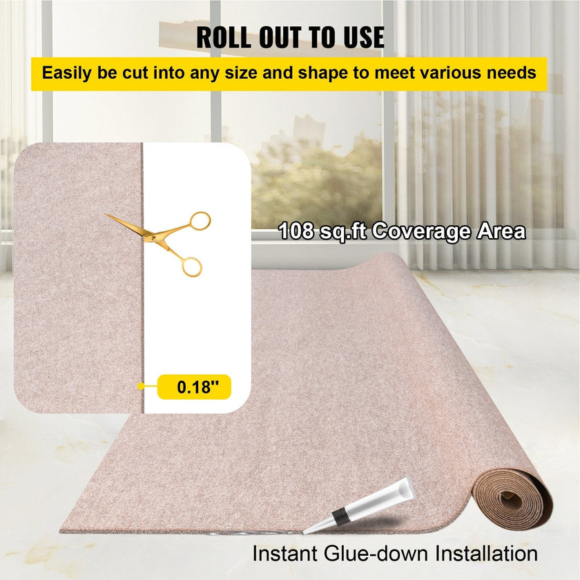 VEVOR Boat Carpet 6x18 feet, Marine Carpet for Boats, Waterproof Light Brown Indoor Outdoor Carpet with Marine Backing Anti-Slide Marine Grade Boat Carpet Cuttable Easy to Clean Patio Rugs Deck Rug