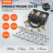 VEVOR Hydraulic Pressure Test Kit, 10/100/250/400/600bar, 5 Gauges 13 Couplings 14 Tee Connectors 5 Test Hoses, Excavator Hydraulic Test Gauge Set with Carrying Case for Excavator Tractors Machinery