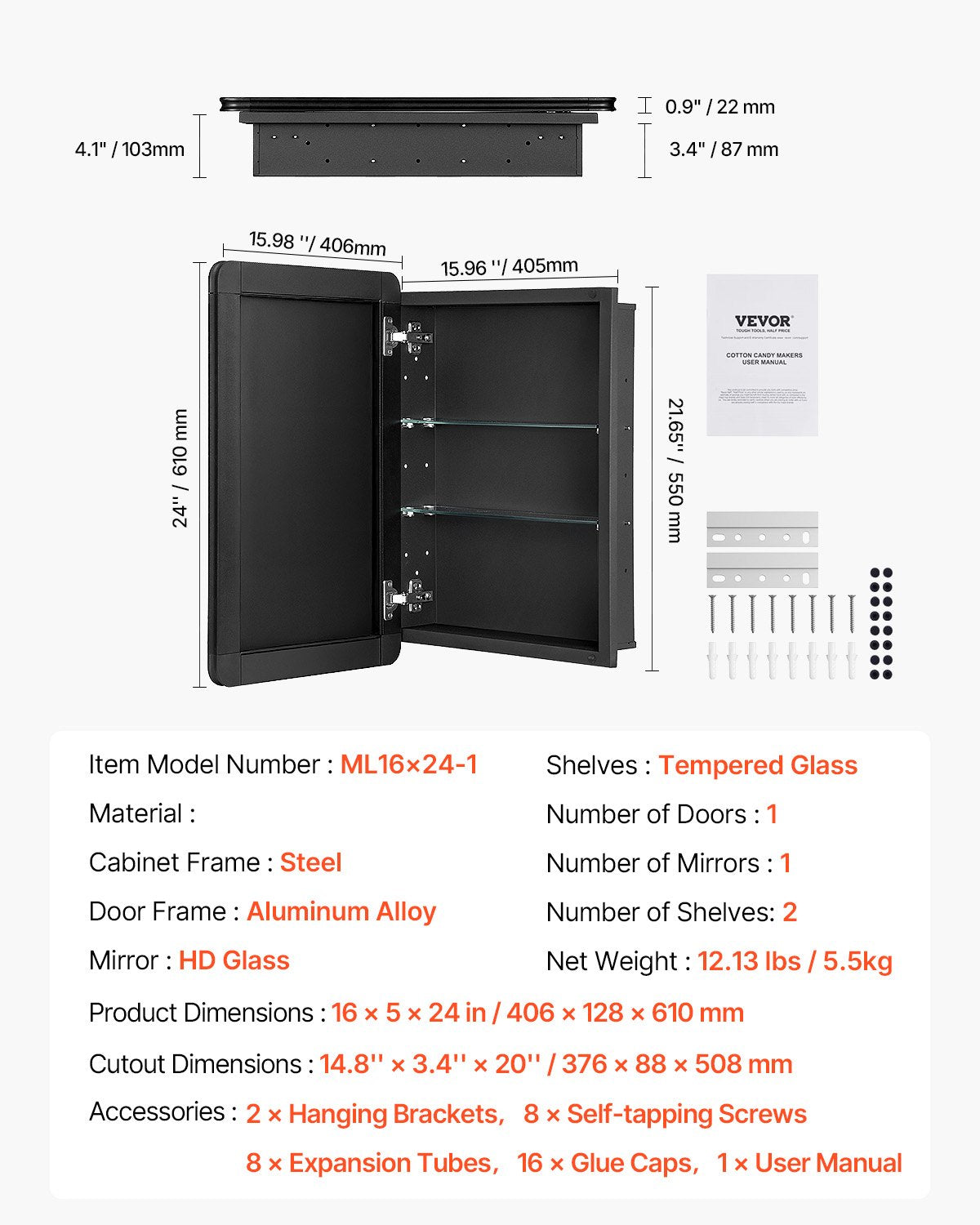 VEVOR Medicine Cabinet 16