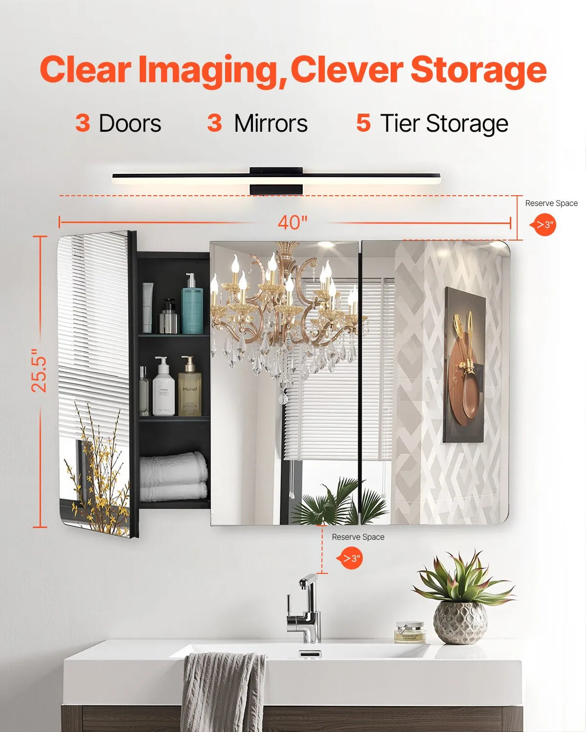 VEVOR Medicine Cabinet 25.5
