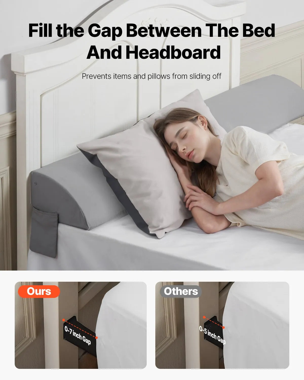 VEVOR Bed Wedge Pillow for Headboard 72