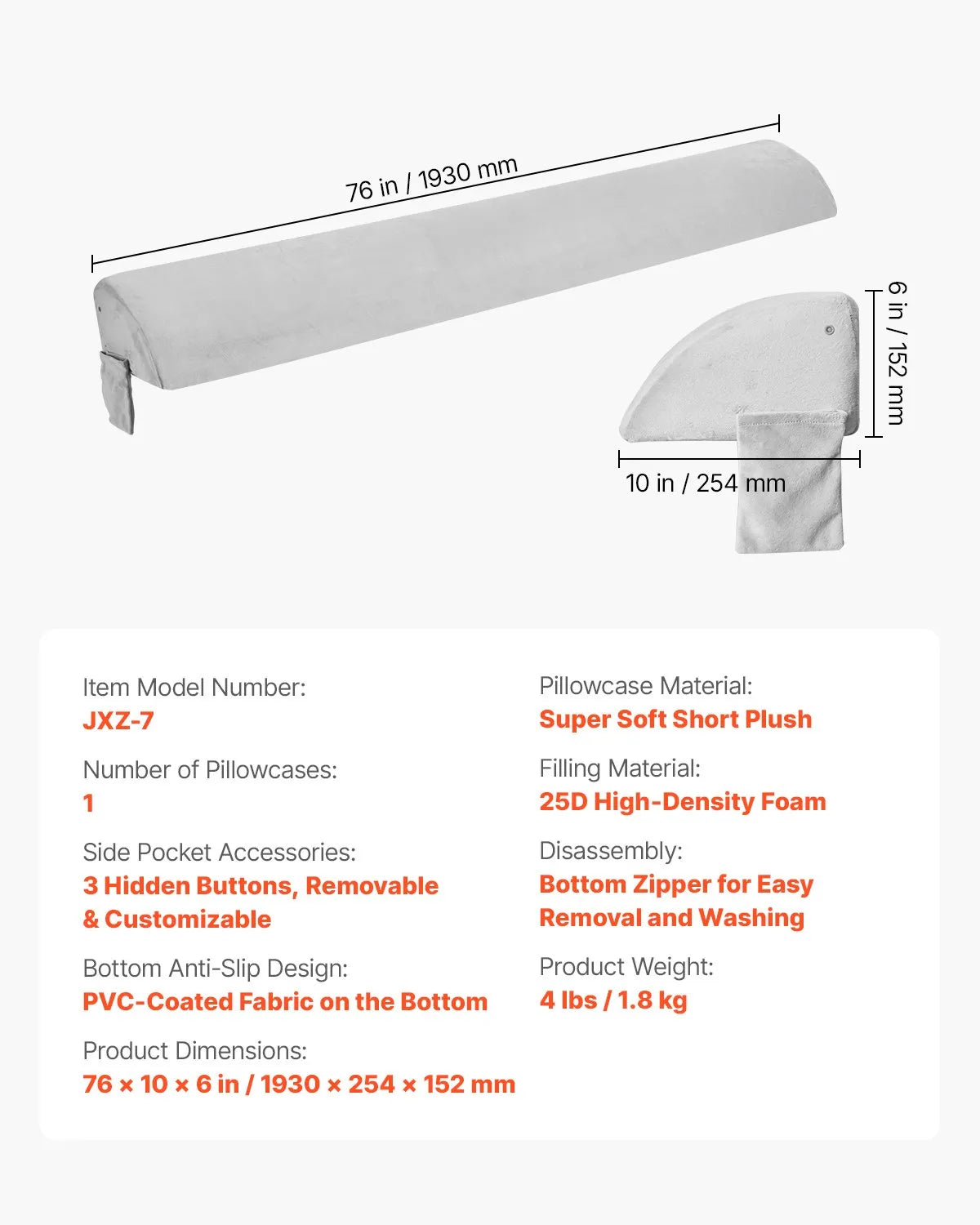 VEVOR Bed Wedge Pillow 76