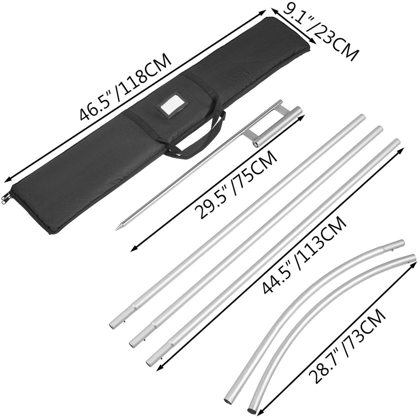 VEVOR Advertising Flag Pole, 2 x Feather Flag Bundles with Ground Spike, 16 ft Windless Flag Pole Sets with Ground Mounting Stake, 6pcs Swooper Flag Pole Kit, Sign Flag for Businesses Storefronts
