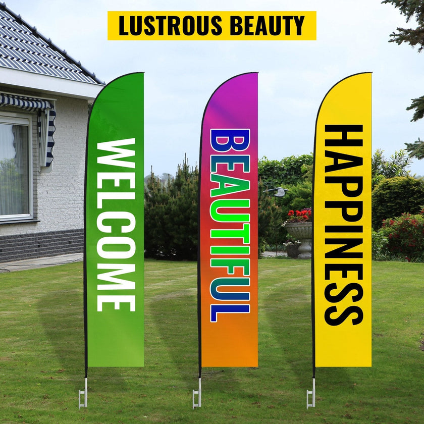 VEVOR Advertising Flag Pole, 4 x Feather Flag Bundles with Ground Spike, 16 ft Windless Flag Pole Sets with Ground Mounting Stake, 6pcs Swooper Flag Pole Kit, Sign Flag for Businesses Storefronts