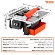 VEVOR Wet Tile Saw, 7-inch 65Mn Steel Blade, 3500 RPM Induction Motor, Tile Cutter Wet Saw with Water Reservoir, 0-45 Degrees Miter Angle for Cutting Tiles and Stones, for DIY Enthusiasts