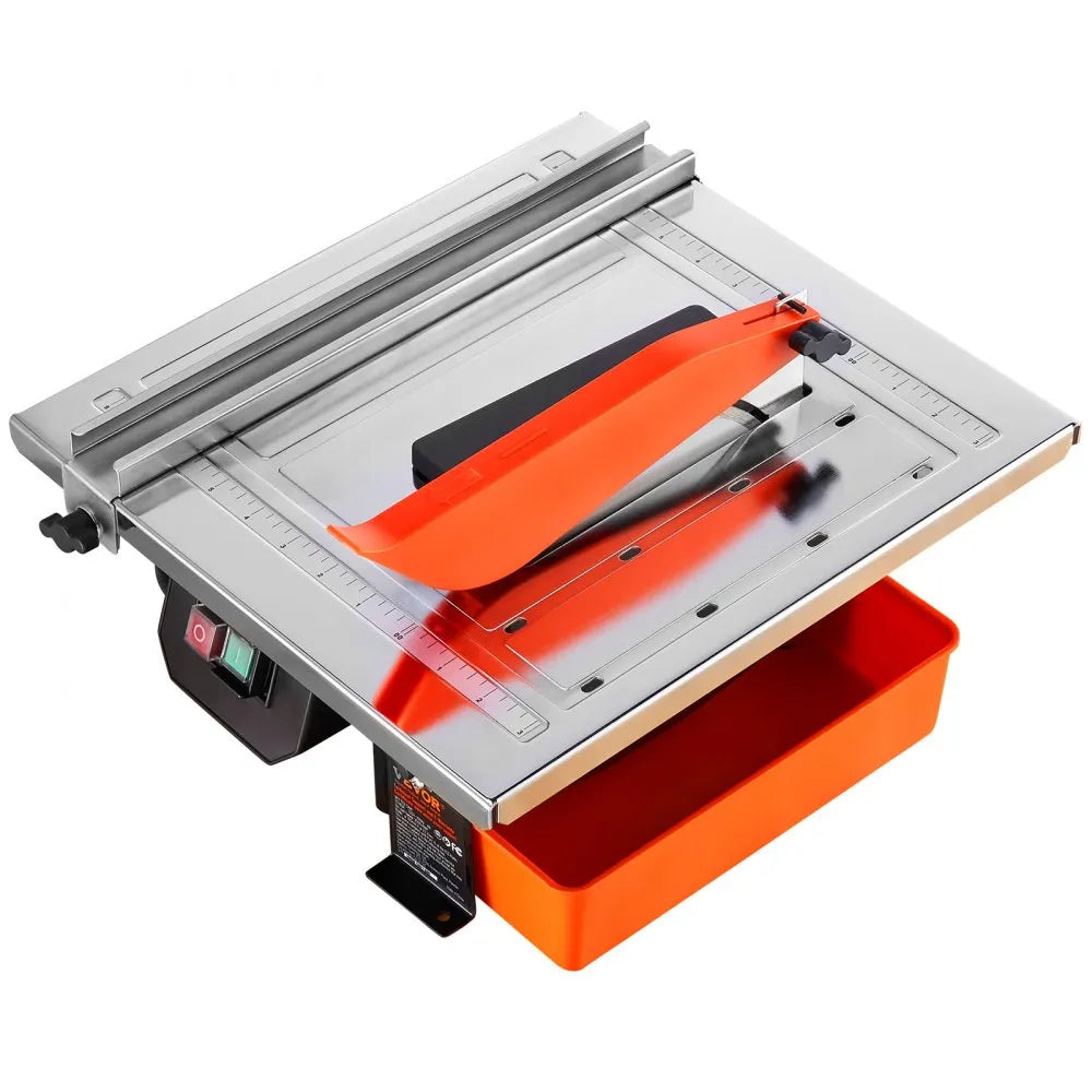 VEVOR Wet Tile Saw, 7-inch 65Mn Steel Blade, 3500 RPM Induction Motor, Tile Cutter Wet Saw with Water Reservoir, 0-45 Degrees Miter Angle for Cutting Tiles and Stones, for DIY Enthusiasts