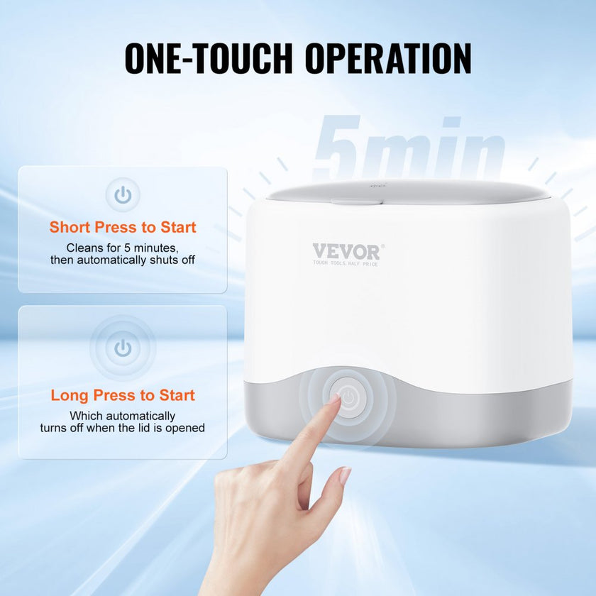 VEVOR Ultrasonic Cleaner for Dentures 200ML Retainer Cleaner Machine with UV
