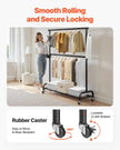 VEVOR Clothes Rack, Rolling Clothing Garment Rack with Adjustable Crossbar and Side Hooks, 150 lbs Load Capacity, Heavy Duty Carbon Steel Clothing Racks with Wheels for Bedroom, Laundry, Living Room