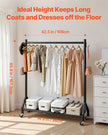 VEVOR Clothes Rack, Rolling Clothing Garment Rack with Hanging Rod and Side Hooks, 198 lbs Load Capacity, Heavy Duty Carbon Steel Clothing Racks with Wheels, Ideal for Bedroom, Laundry, Living Room
