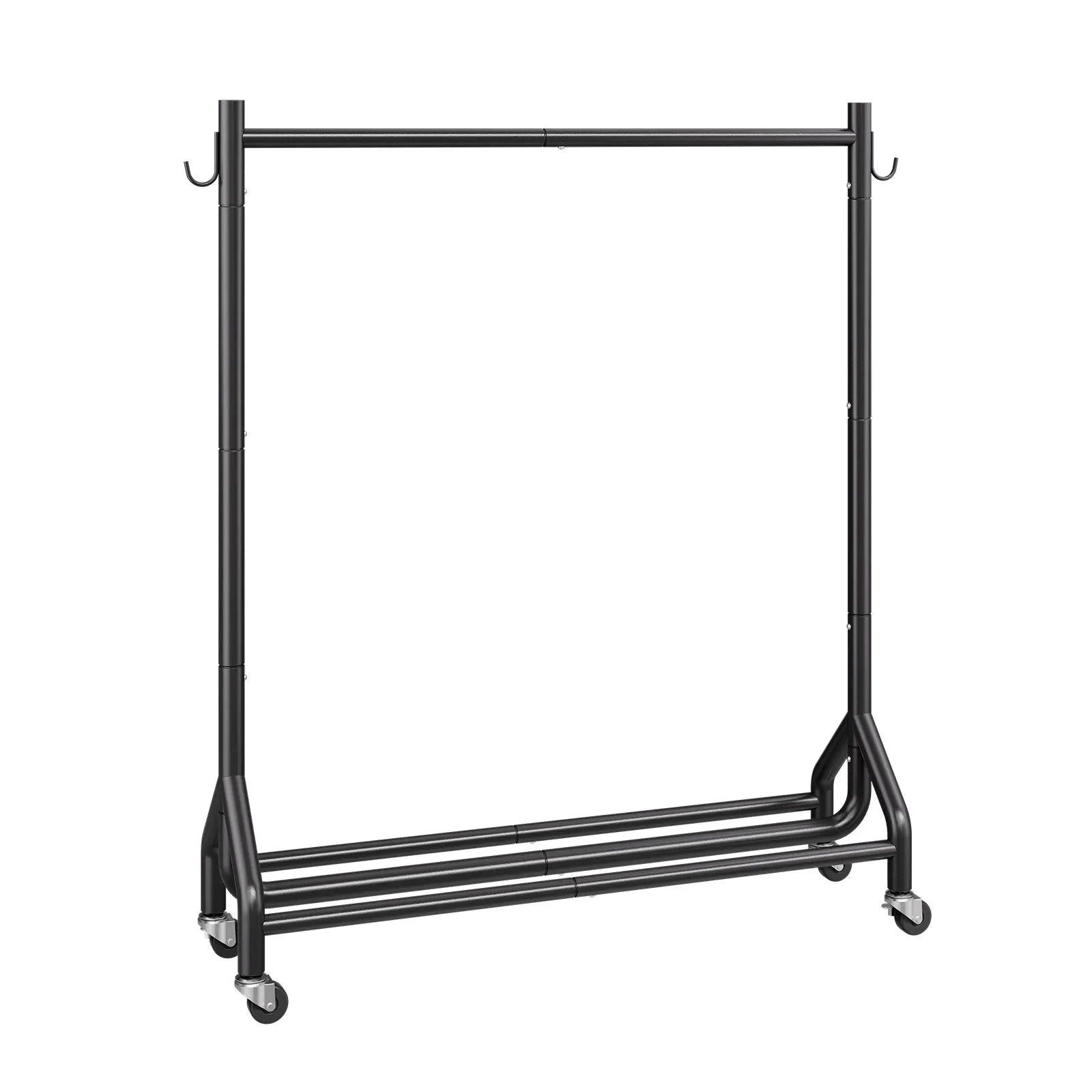 VEVOR Clothes Rack, Rolling Clothing Garment Rack with Hanging Rod and Side Hooks, 198 lbs Load Capacity, Heavy Duty Carbon Steel Clothing Racks with Wheels, Ideal for Bedroom, Laundry, Living Room