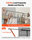 VEVOR Clothes Rack, Rolling Clothing Garment Rack with 2 Hanging Rods and Storage Basket, 330 lbs Load Capacity, Extendable Carbon Steel Clothing Racks with Wheels for Bedroom, Laundry, Living Room