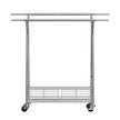 VEVOR Clothes Rack, Rolling Clothing Garment Rack with 2 Hanging Rods and Storage Basket, 330 lbs Load Capacity, Extendable Carbon Steel Clothing Racks with Wheels for Bedroom, Laundry, Living Room