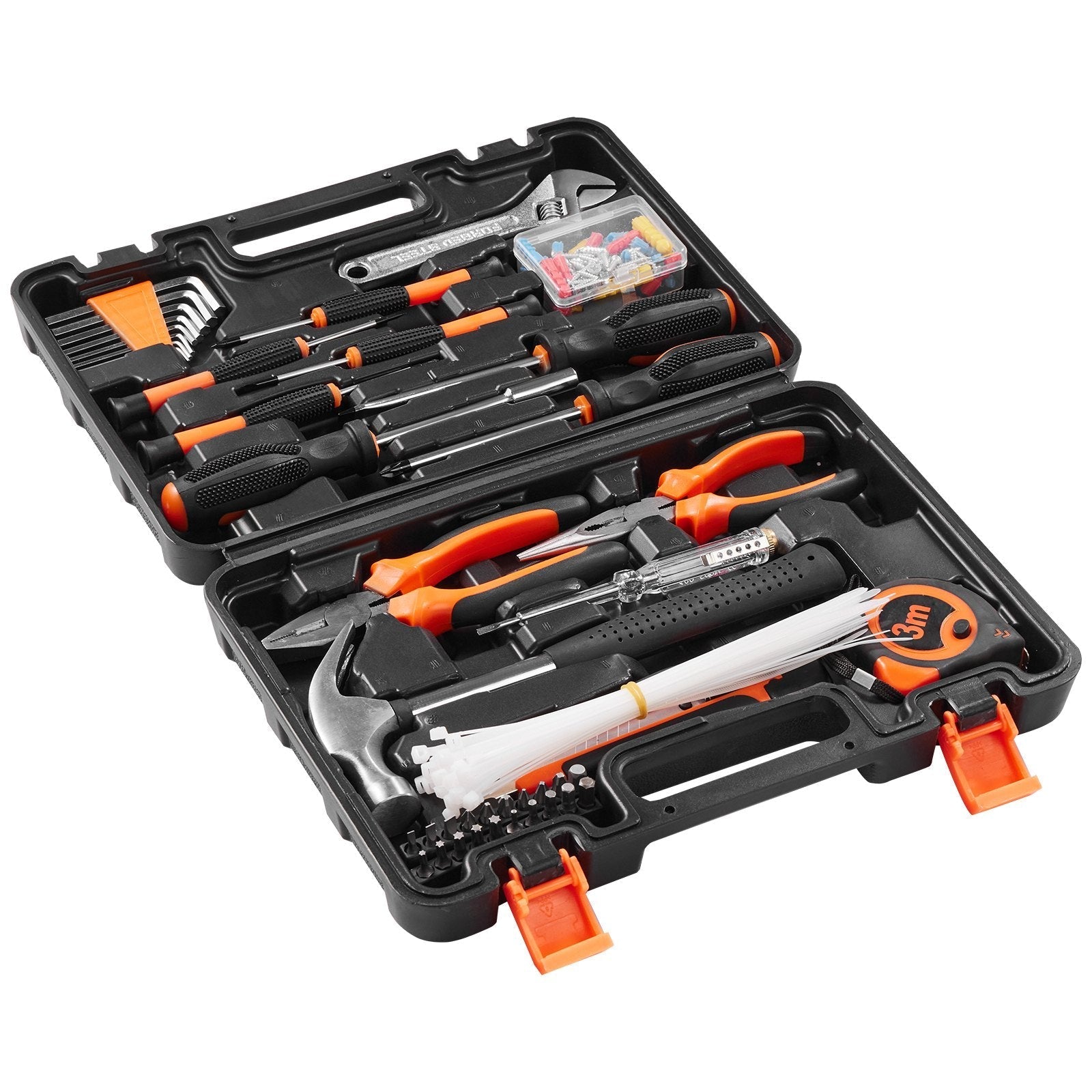 VEVOR Tool Kit, 132 Piece General Household Hand Tool Set, Home Repairing Tool Kit with Portable Tool Storage Case, High-Quality Steel, for Home Maintenance, DIY Projects, and Automotive Repair