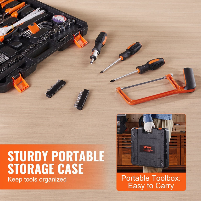 VEVOR Tool Kit, 216 Piece General Household Hand Tool Set, Home Repairing Tool Kit with Portable Tool Storage Case, High-Quality Steel, for Home Maintenance, DIY Projects, and Automotive Repair