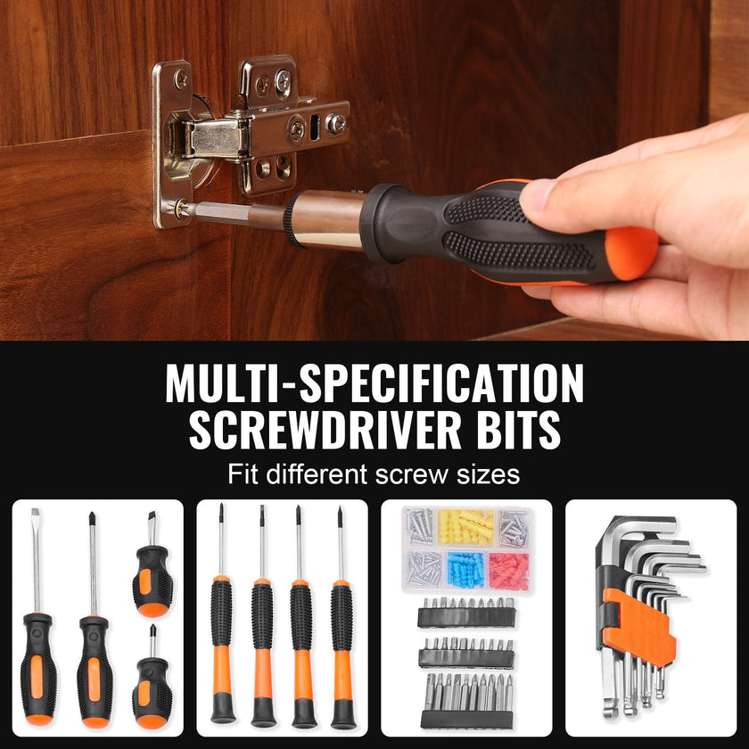 VEVOR Tool Kit, 216 Piece General Household Hand Tool Set, Home Repairing Tool Kit with Portable Tool Storage Case, High-Quality Steel, for Home Maintenance, DIY Projects, and Automotive Repair