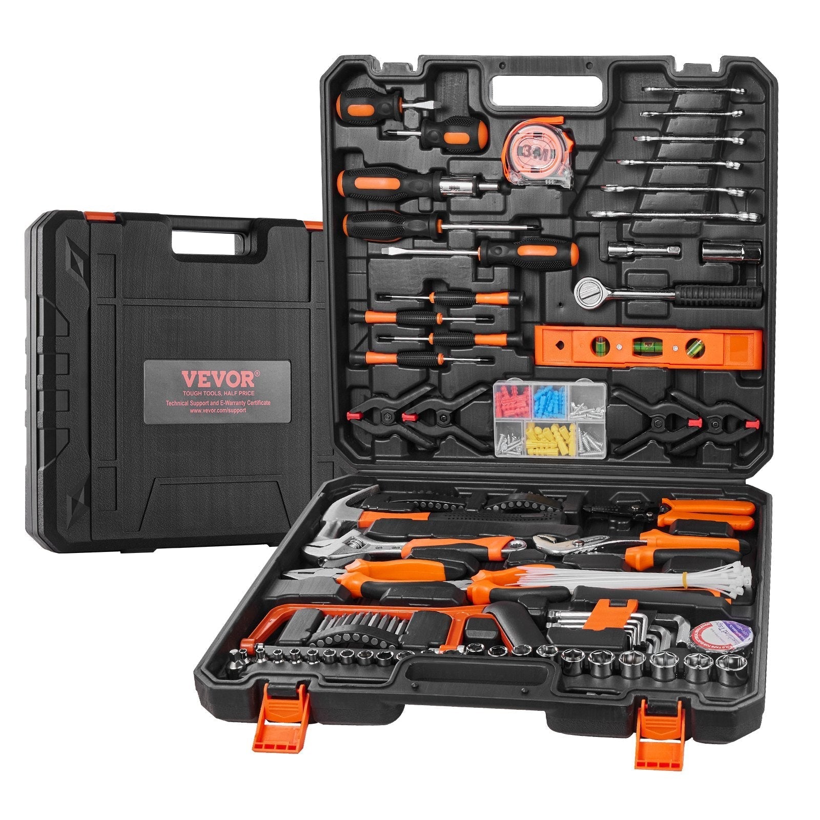 VEVOR Tool Kit, 216 Piece General Household Hand Tool Set, Home Repairing Tool Kit with Portable Tool Storage Case, High-Quality Steel, for Home Maintenance, DIY Projects, and Automotive Repair