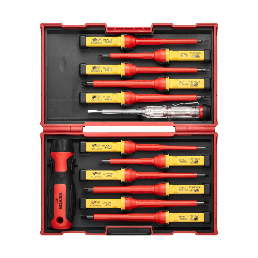 VEVOR Insulated Screwdriver Set 13-Piece Insulated Tool Set for Electricians