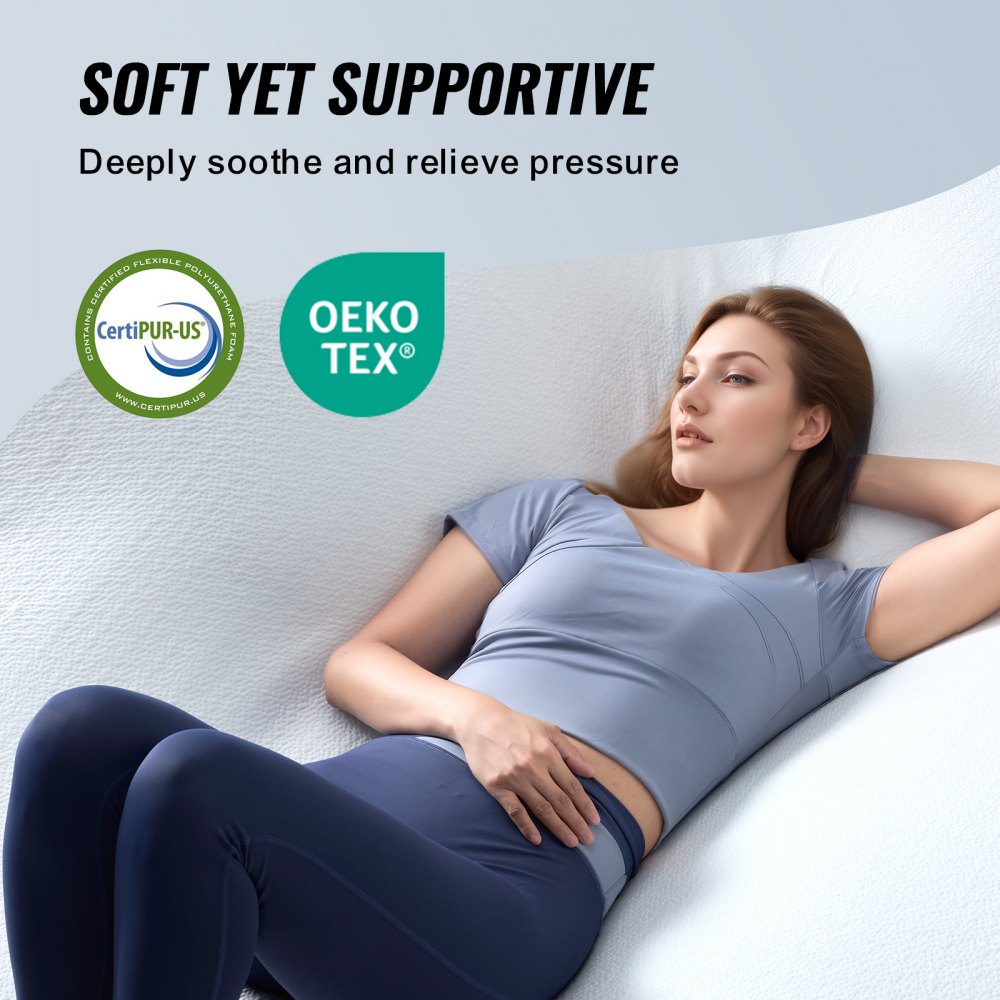 VEVOR Mattress Topper Soft Memory Foam Detachable & Washable Queen 3
