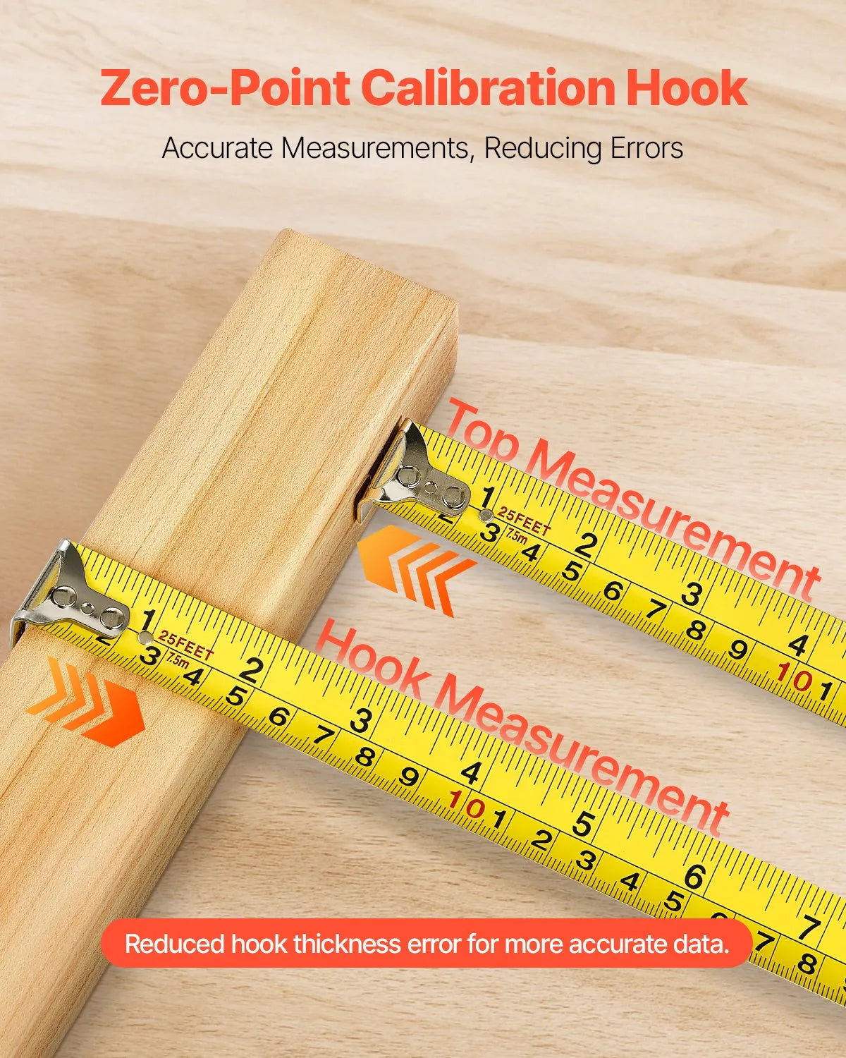 VEVOR Tape Measure 25ft Retractable Imperial Metric ABS Case for Decoration