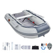 VEVOR Inflatable Dinghy Boat, 4-Person Transom Sport Tender Boat, with Marine Wood Floor and Adjustable Aluminum Bench, 1000 lbs Inflatable Fishing Boat Raft, Aluminum Oars, Air Pump, and Carry Bag
