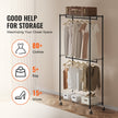 VEVOR Heavy Duty Clothes Rack, Double Hanging Rods Clothing Garment Rack with Bottom and Top Storage Tier, Rolling Clothing Rack for Hanging Clothes, 1'' Diameter Thicken Steel Tube Hold Up to 300Lbs