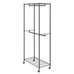 VEVOR Heavy Duty Clothes Rack, Double Hanging Rods Clothing Garment Rack with Bottom and Top Storage Tier, Rolling Clothing Rack for Hanging Clothes, 1'' Diameter Thicken Steel Tube Hold Up to 300Lbs