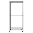 VEVOR Heavy Duty Clothes Rack, Double Hanging Rods Clothing Garment Rack with Bottom and Top Storage Tier, Rolling Clothing Rack for Hanging Clothes, 1'' Diameter Thicken Steel Tube Hold Up to 300Lbs