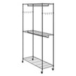 VEVOR Heavy Duty Clothes Rack, Rolling Clothing Garment Rack with 3 Storage Tiers, 2 Rods and 2 Pairs Side Hooks, Adjustable Height Clothing Rack Closet for Hanging Clothes, 400 Lbs Load Capacity