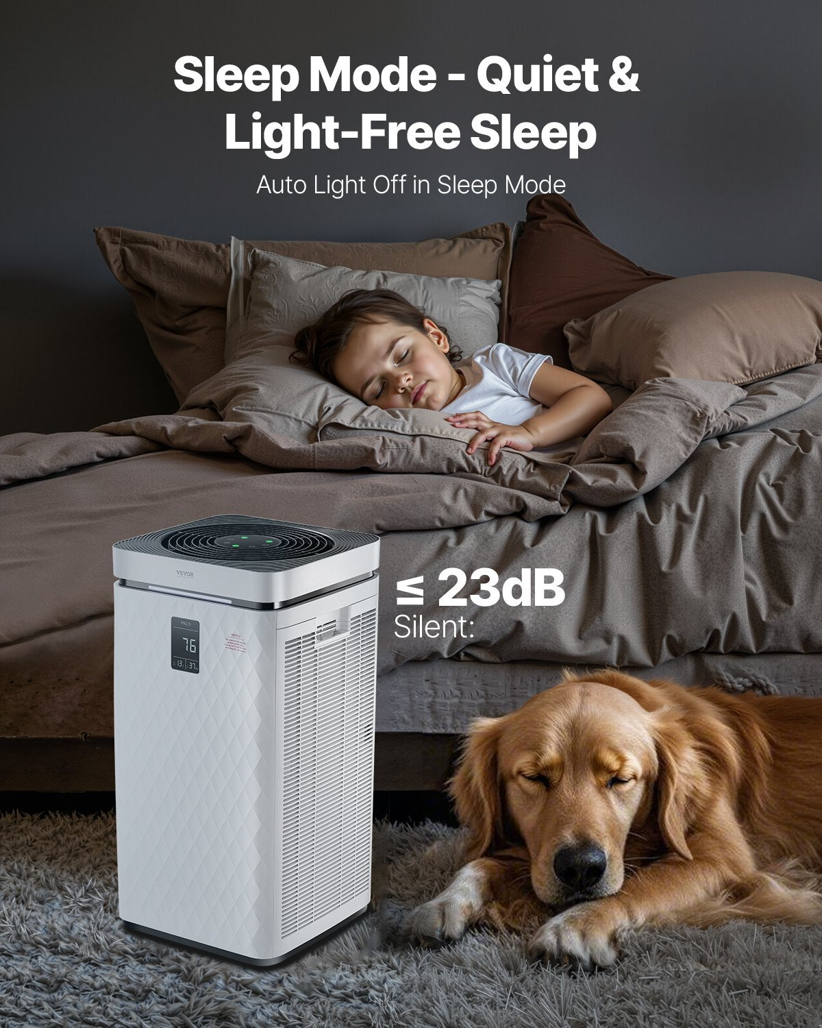 VEVOR 3139 ft²/h Air Purifier H13 HEPA Smart Air Purifier for Home & Office